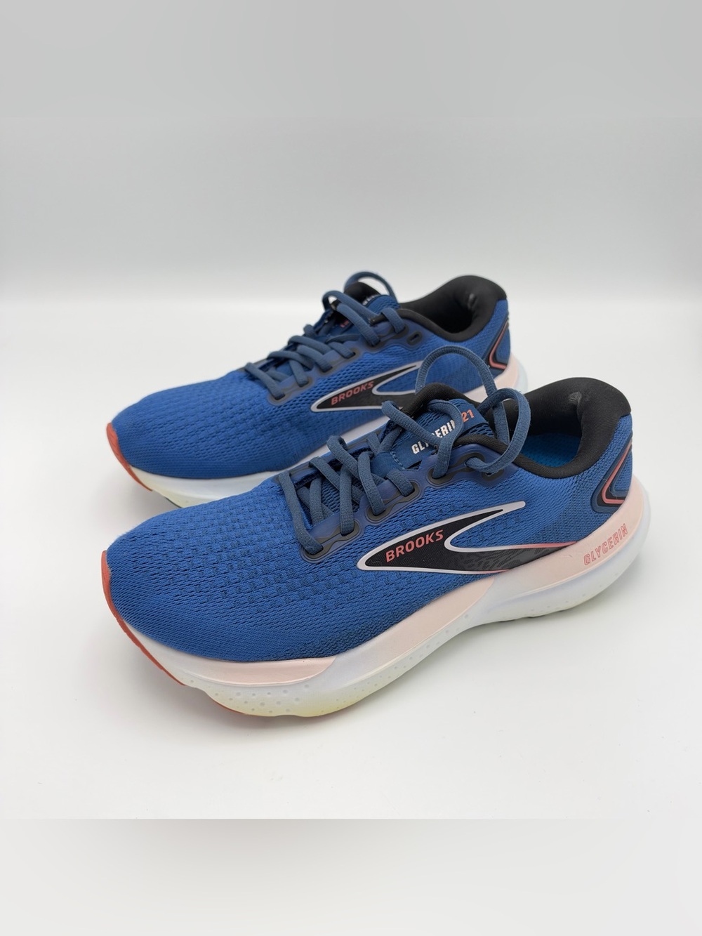 Brooks Glycerin 21 Womens 9 D Wide Blue Icy Pink Running Shoes 1204081D496